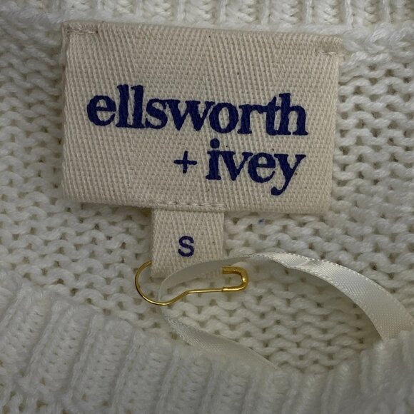 Ellsworth + Ivey Women’s Nantucket Stacked Sweater Size S Ivory Loose Knit Cotto - Picture 5 of 10